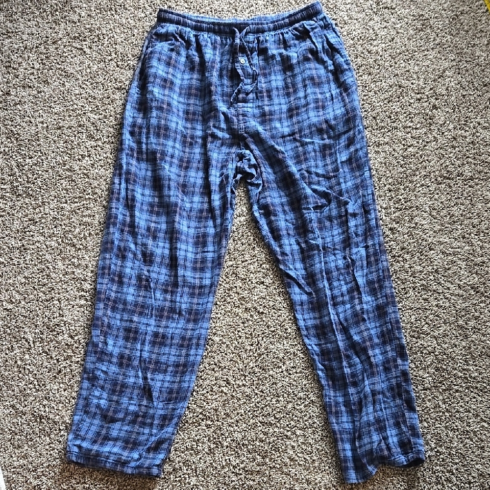 Stafford Blue Plaid Men's Pajamas Large Extra Tall